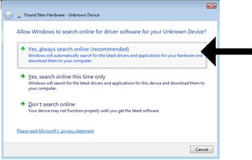 Locate and install driver software