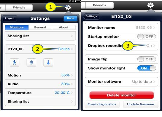 InSight application - Settings