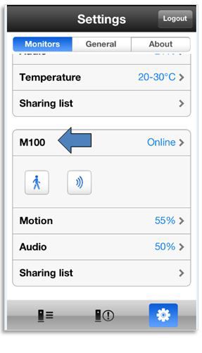 Settings in Philips InSight app