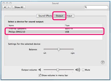 Sound Output selection on your MAC
