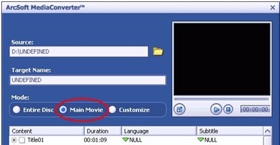 Selecting the Main Movie in Media Converter