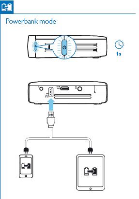 Using the power bank function on the projector