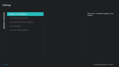 How to update the software the TV? Software - via TV menu | Philips