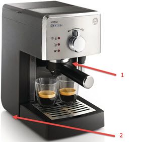 Posiciones de la cafetera espresso con fugas