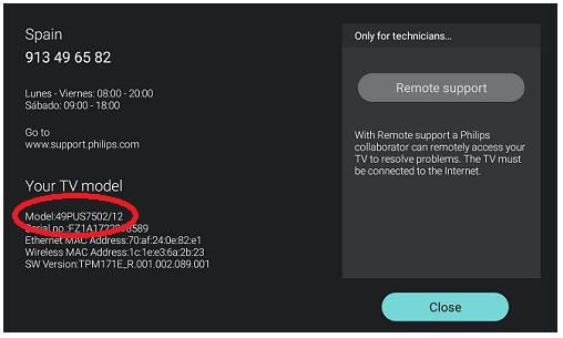 Cómo puedo encontrar el número de modelo del televisor? | Philips