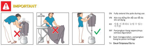 Extending the poles of Philips Garment Steamer