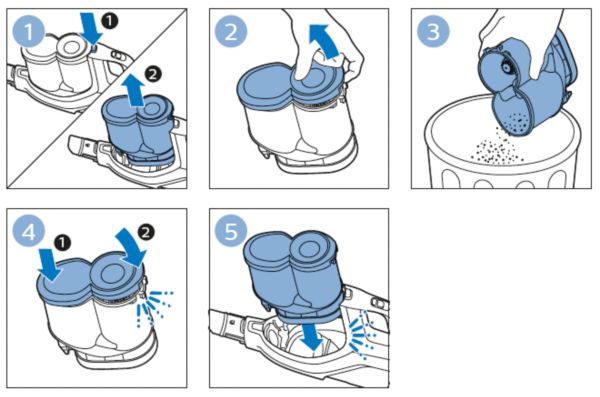 Opening the bucket lid in your Philips SpeedPro Max vacuum