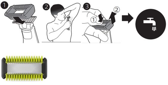 Barbering med OneBlade Sensitive-hudkappen