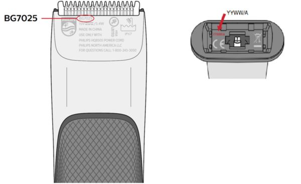 Modelo y número de serie de la afeitadora Philips