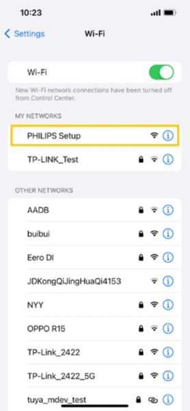 Lista de Wi-Fi del smartphone