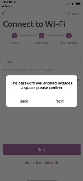 Wi-Fi-lösenord med ett mellanslag
