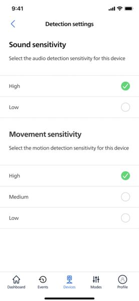 Detection settings