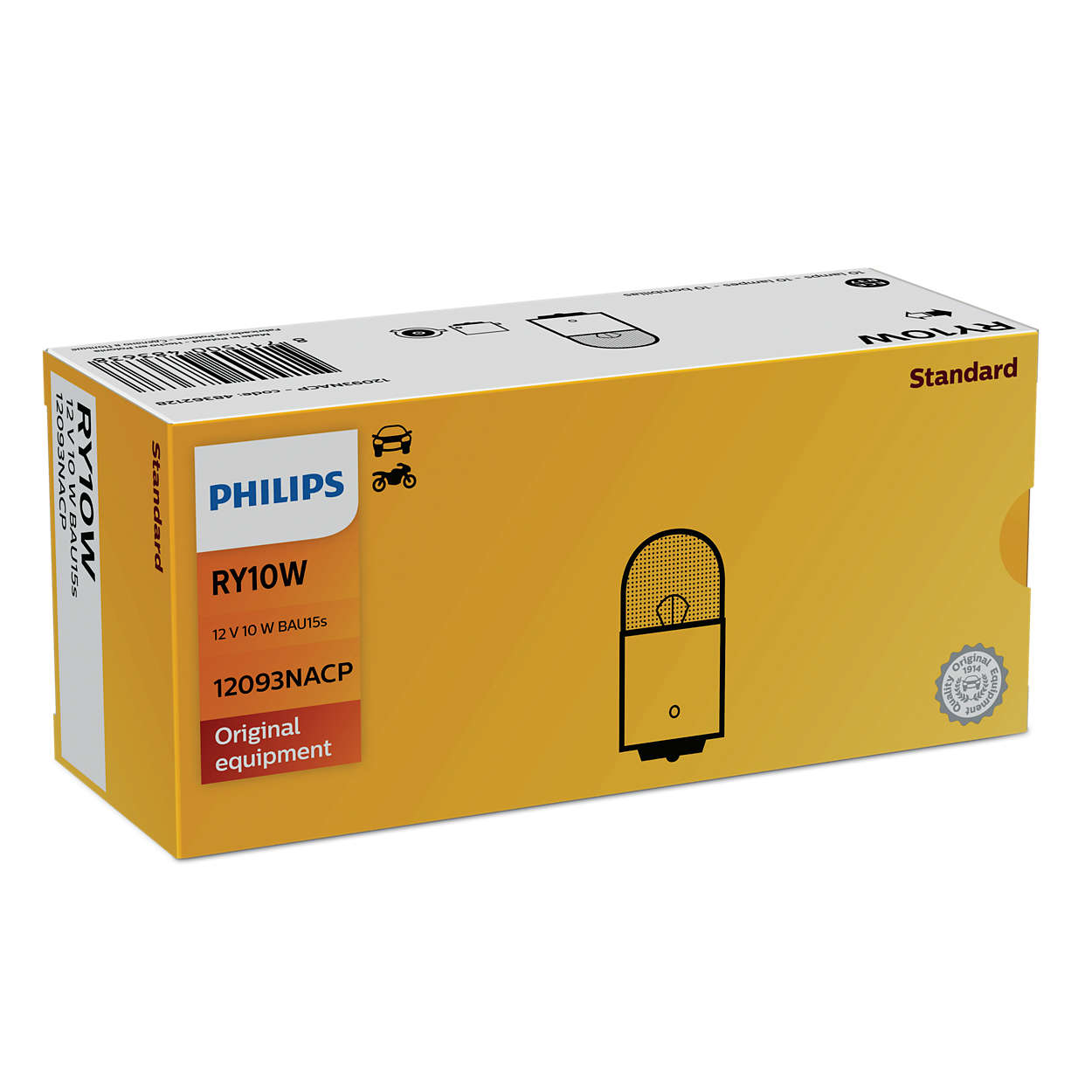 Vision Lampe conventionnelle de signalisation et habitacles Ampoule, feu clignotant PHILIPS 12093NACP RY10W, 12V, 10W