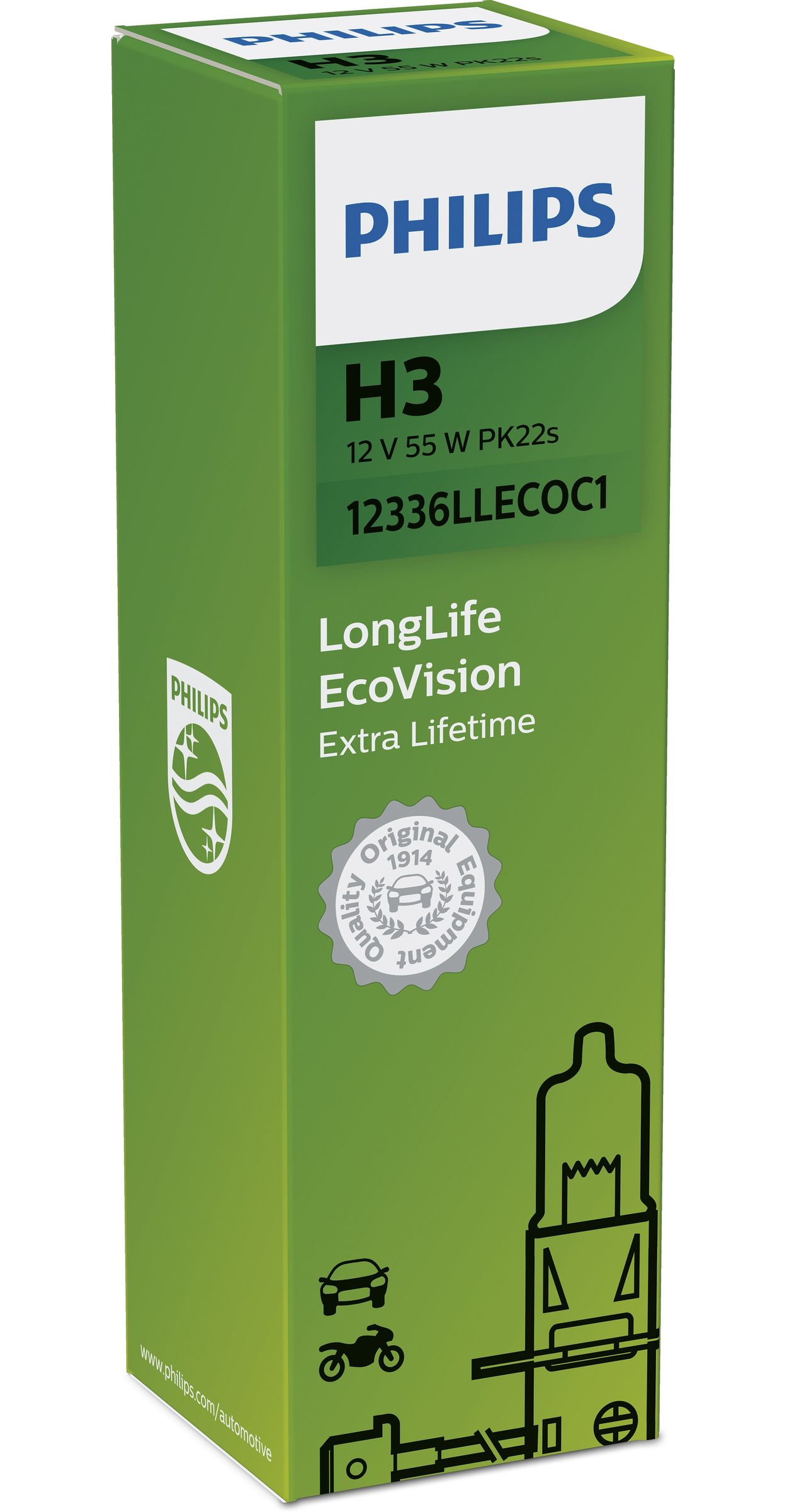 LongLife EcoVision Lampe pour éclairage avant 12336LLECOC1 | Philips