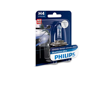 1 Pezzo Philips 12342CVUBW Crystalvision Ultra H4 Lampada Fari per Moto 