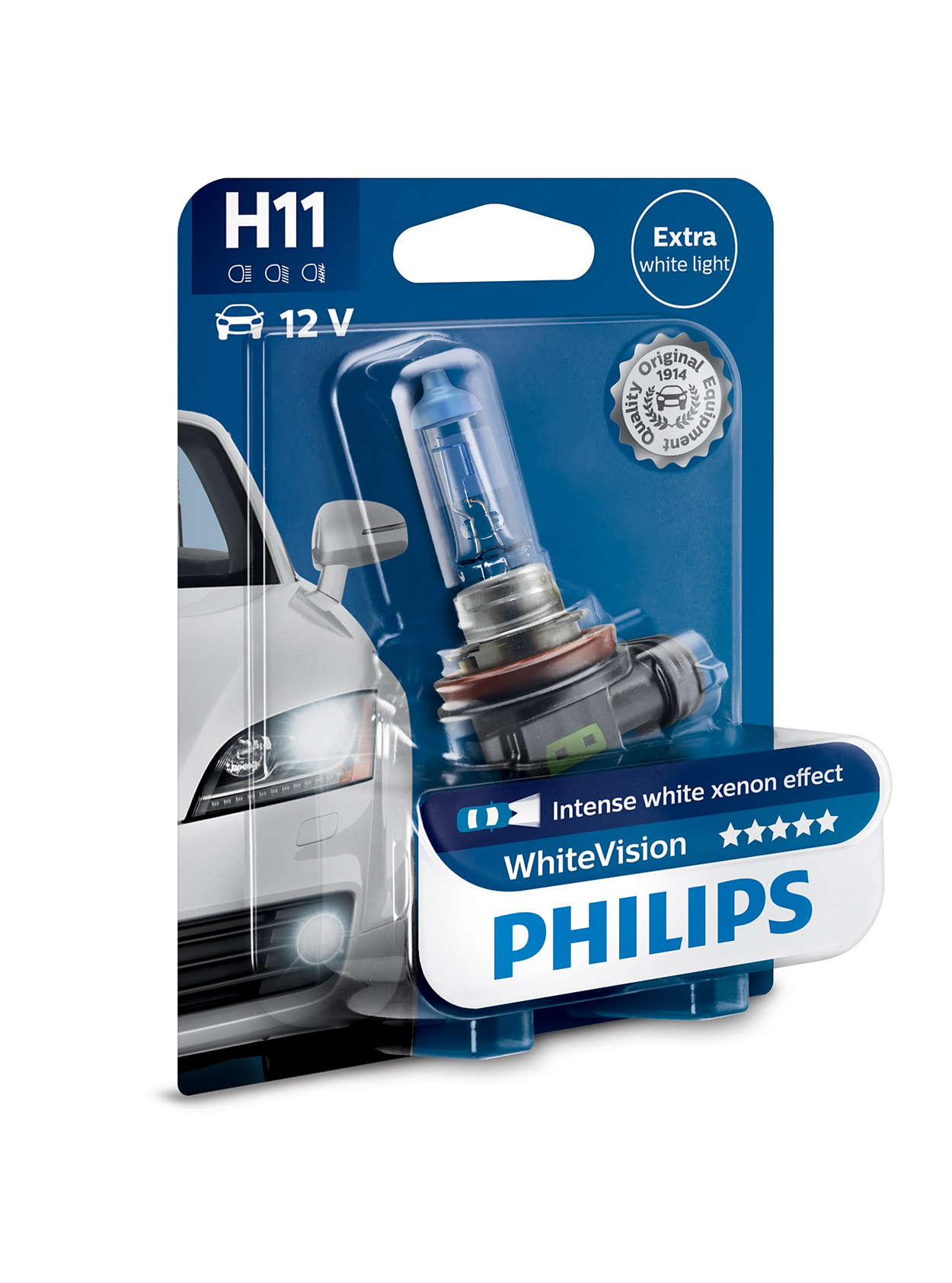 H11 Philips whitevision intenso efecto Xenon faros lámpara Duo Box 