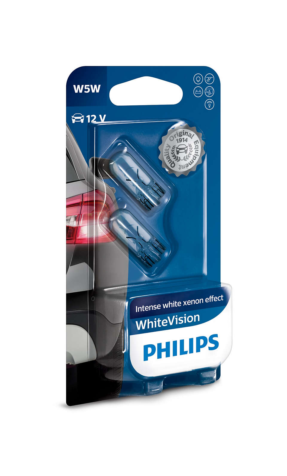 H4 PHILIPS WHITE VISION INTENSE WHITE UPGRADE WHITEVISION H4 BULBS WITH FREE W5W