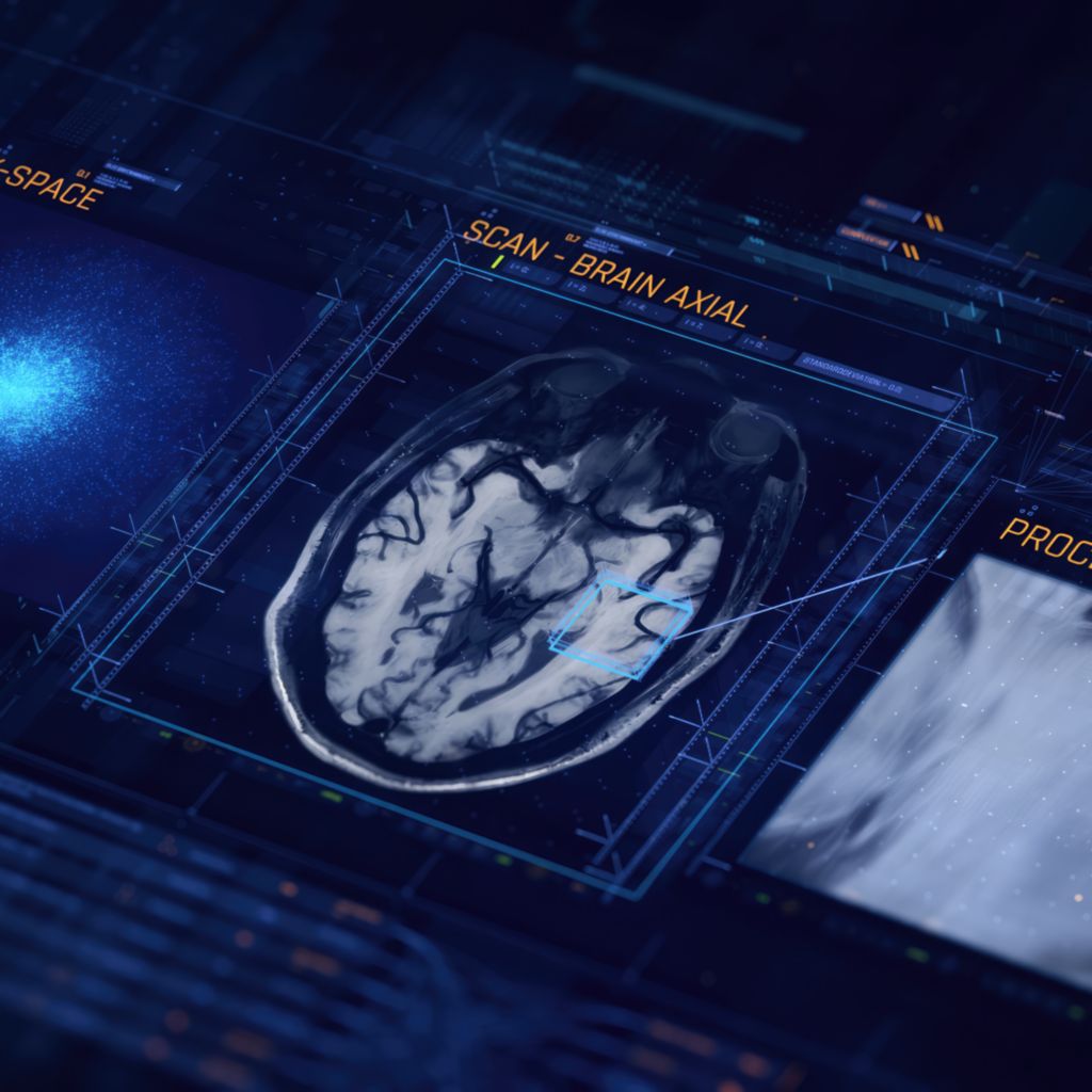 Clinical image of a brain scan with SmartSpeed, an award-winning acceleration technique to speed up MRI exams.