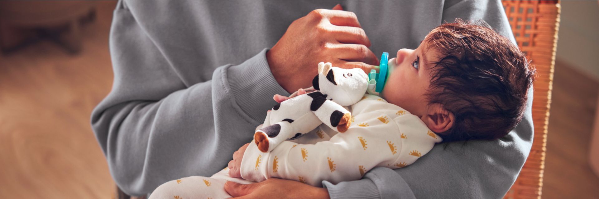 Image of an adult holding a baby.