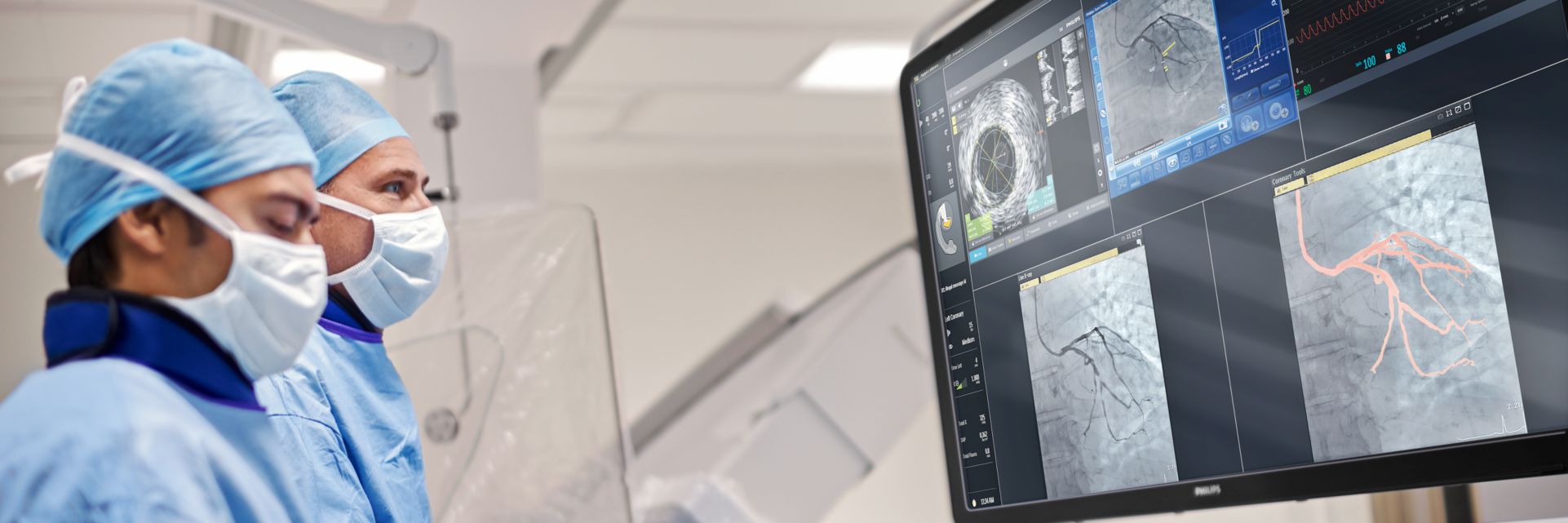 Clinicians perform an interventional procedure using the Azurion Image Guided Therapy system. 