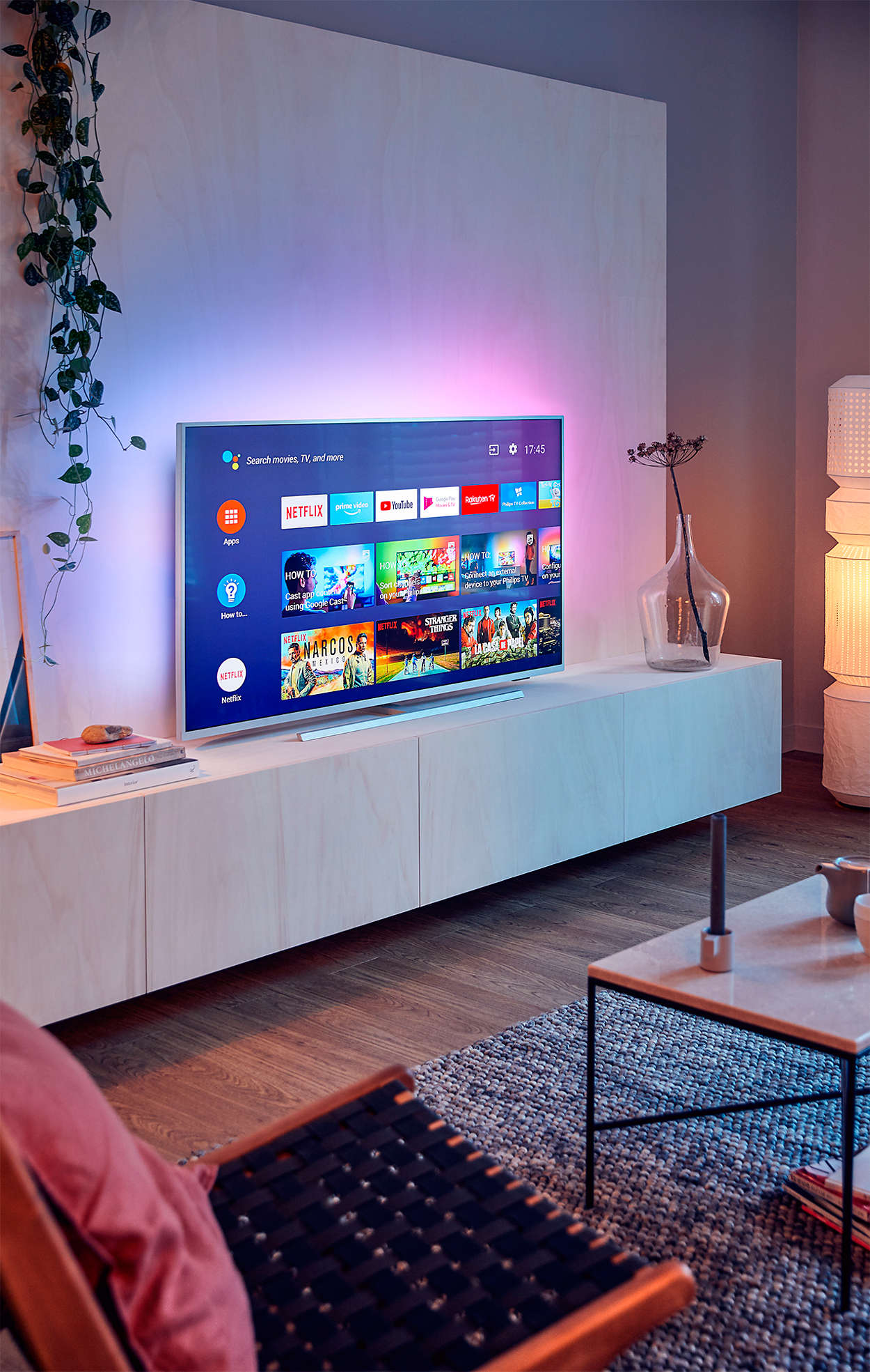 Smart TV Philips Ambilight 43PUS7304/12 Fernseher 108 cm 43 Zoll 4K, LED TV, HDR 10+, Android TV, Google Assistant, Alexa kompatibel, Dolby Atmos Hellsilber Modelljahr 2019 