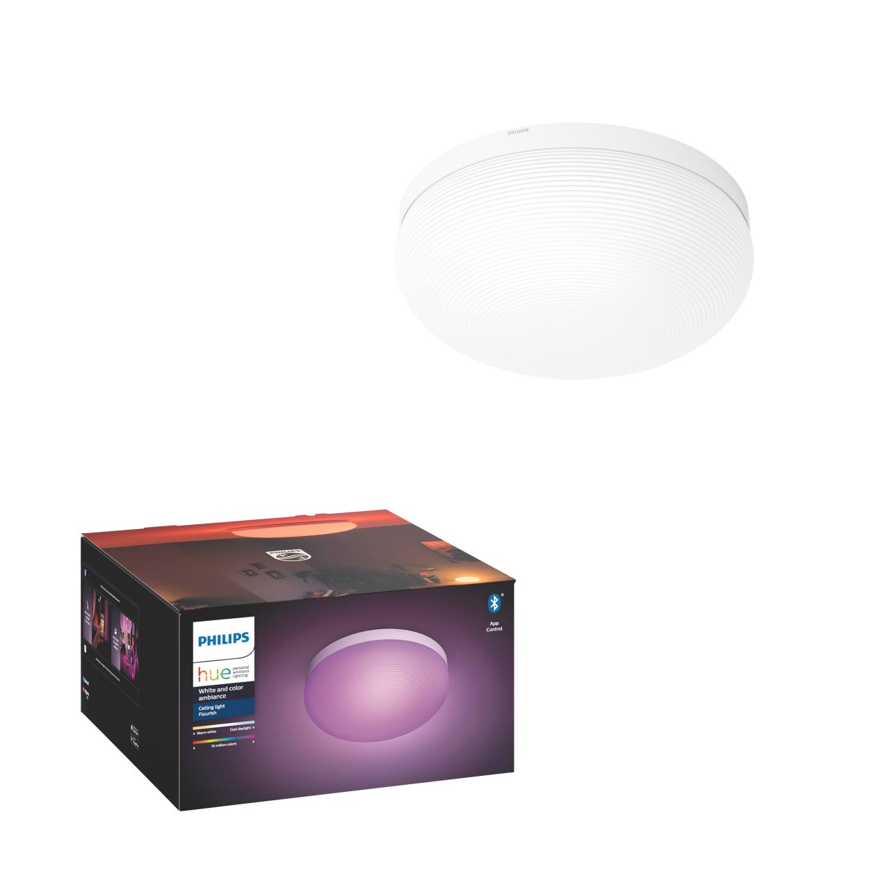 Burgerschap Wereldbol communicatie Hue White and color ambiance Flourish-plafondlamp 8718696174593 | Philips