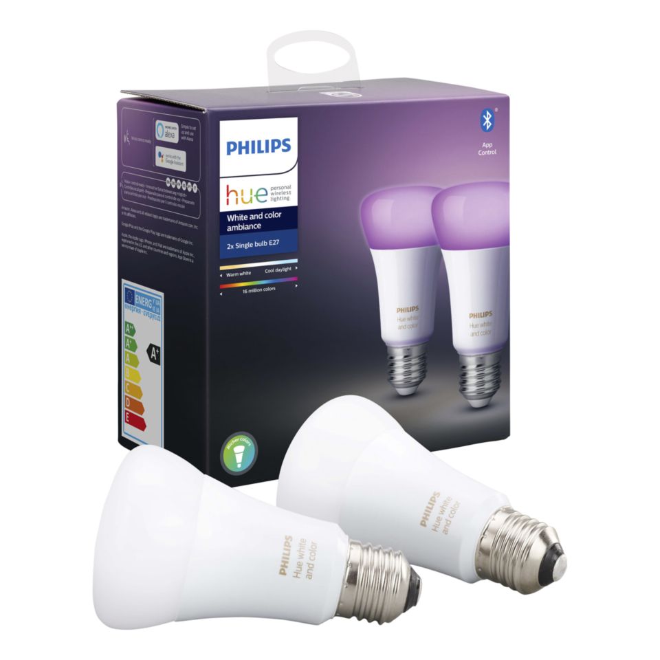 Verrijken Kalksteen Beschaven Hue White and color ambiance Philips Hue Wit en kleur E27 2x 8718699673284  | Philips