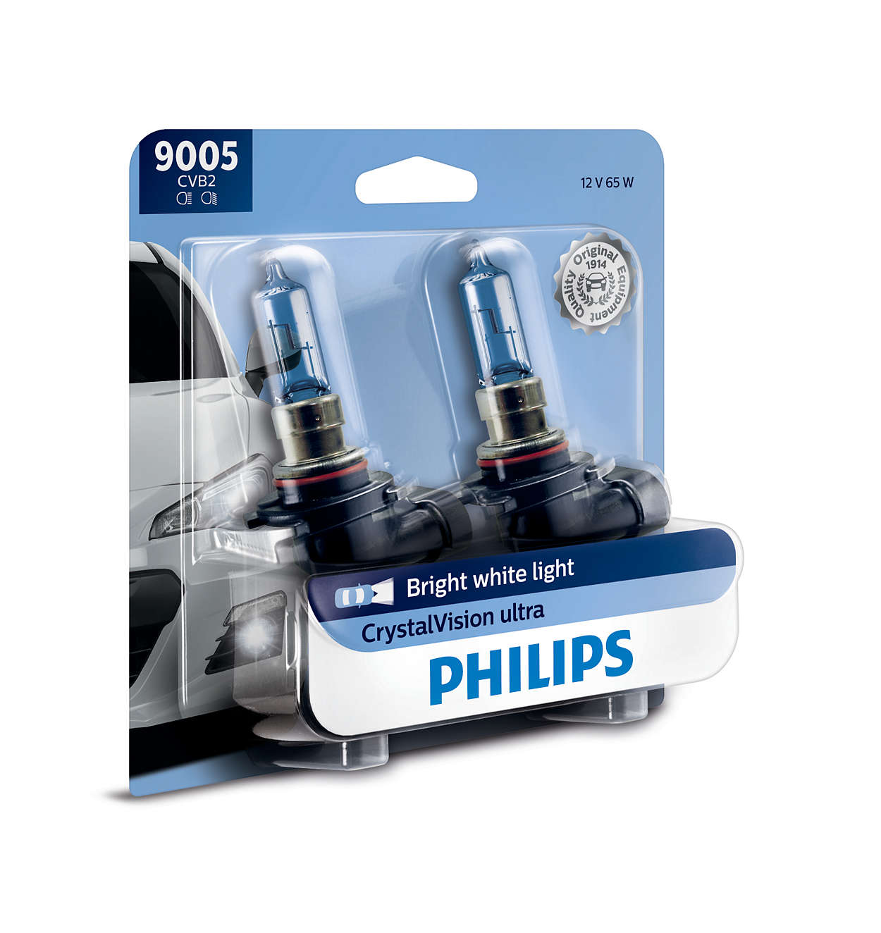 Philips 9005 VisionPlus Upgrade Headlight with up to 60% More Vision 2 Pack 