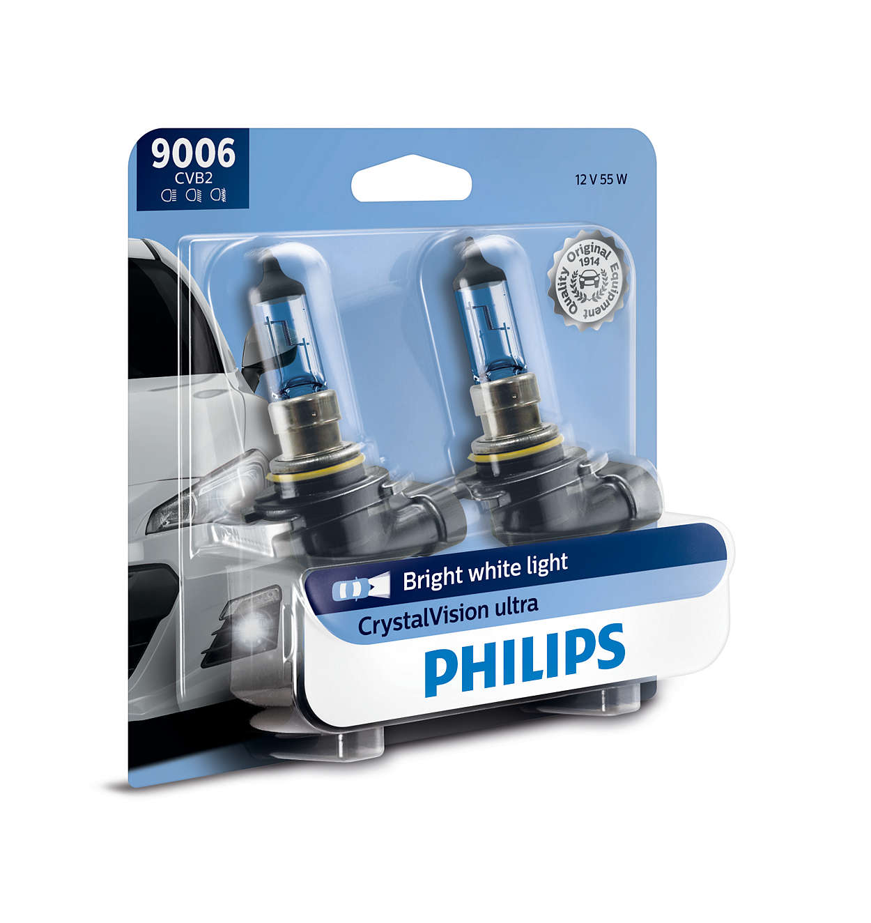 Philips Automotive Lighting 9006 CrystalVision Platinum Upgrade Headlight Bulb Pack of 2 