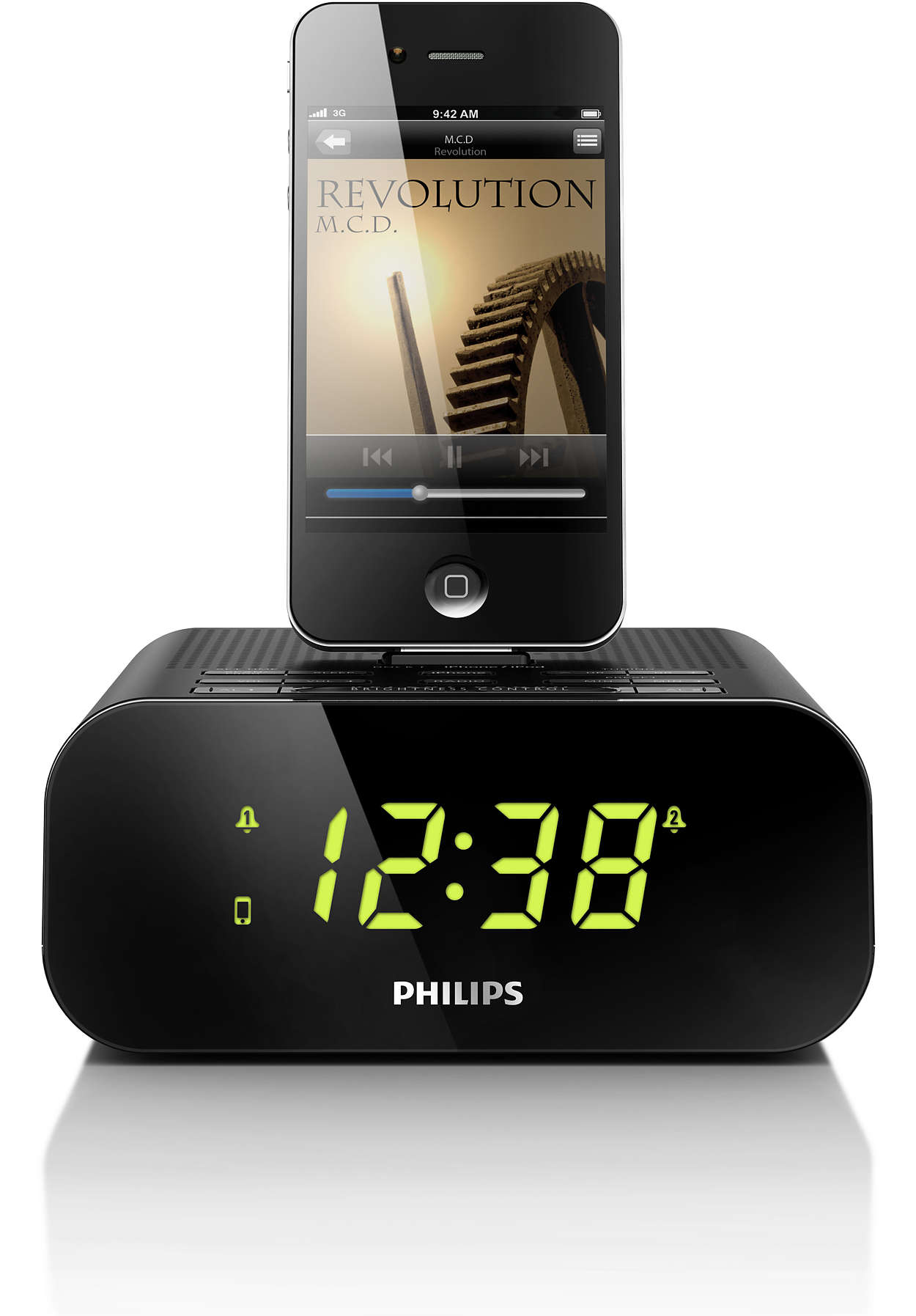 Bush iMode Clock Radio iPod Dock Silver alarm FM Tuner Snooze Aux In C 