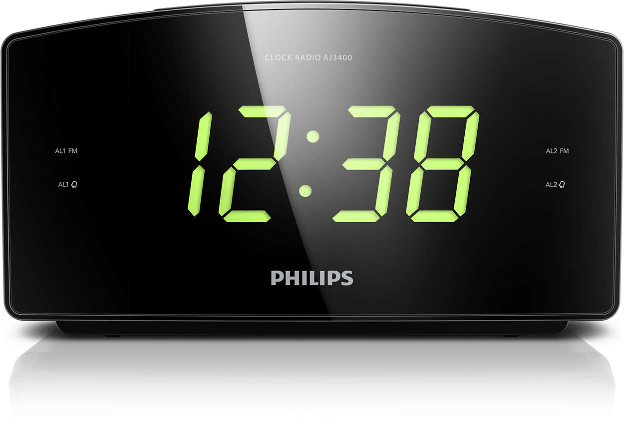 Philips Digitaler Radiowecker FM-Tuner LED-Anzeige Schwarz Silber Edition NEU 