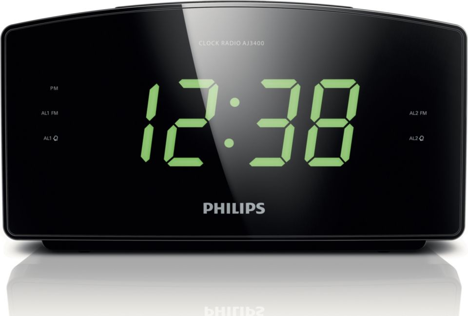 Reloj despertador Philips AJT5300, bluetooth, radio FM, alarma, negro