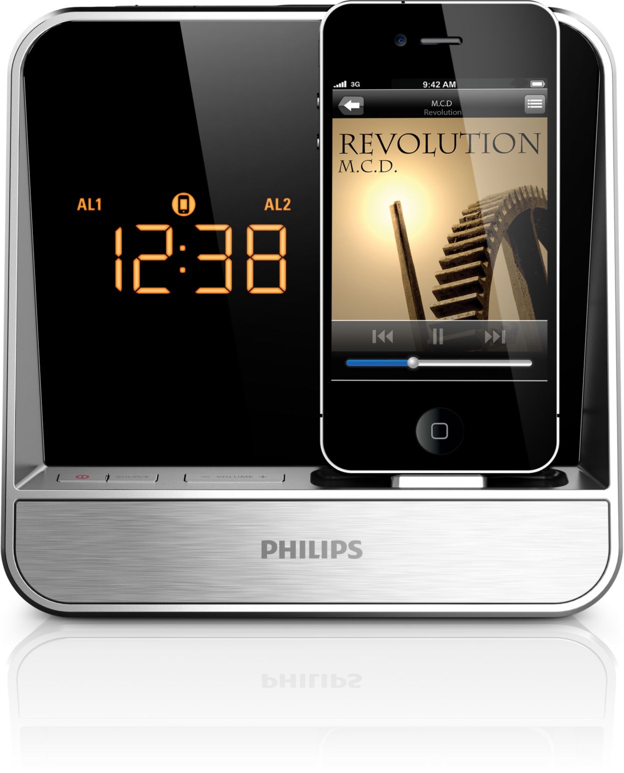 Best Buy: Philips Digital FM Dual-Alarm Clock Radio with Apple®iPod® Dock  Black DC190B/37