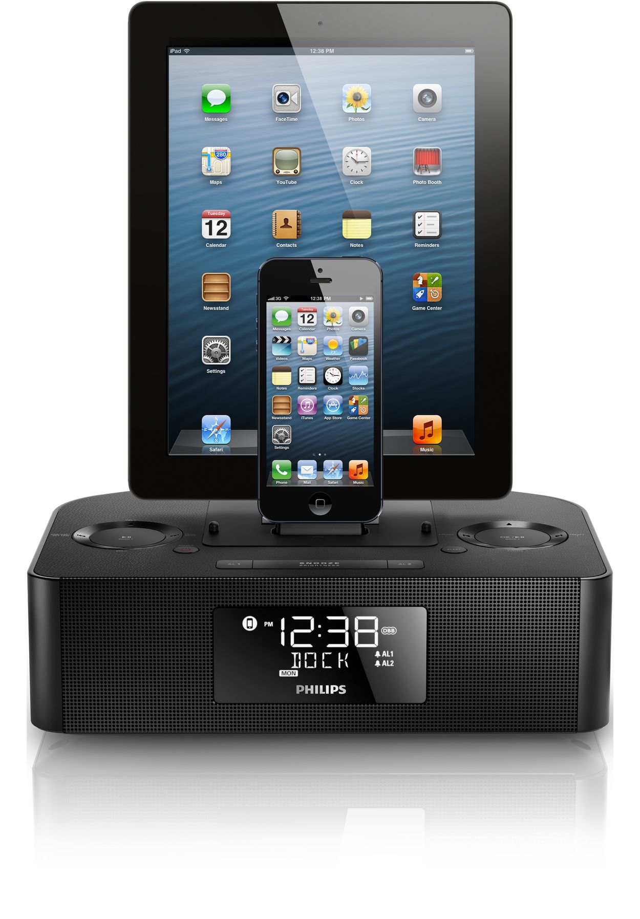 Dual Dock Triple Charging Clock Radio Aj7260d 12 Philips