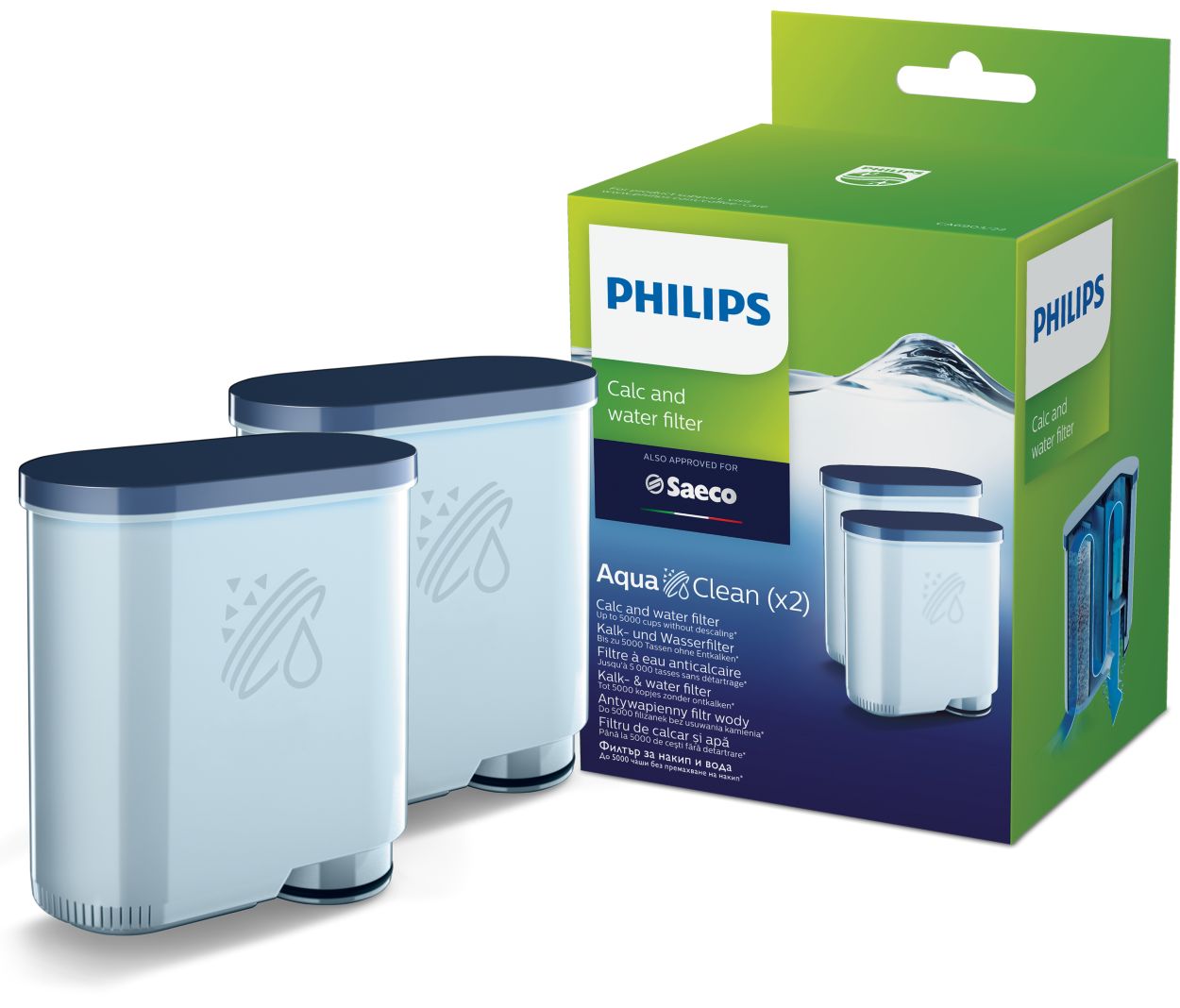 2x Antywapienny filtr wody AquaClean CA6903/22 | Philips