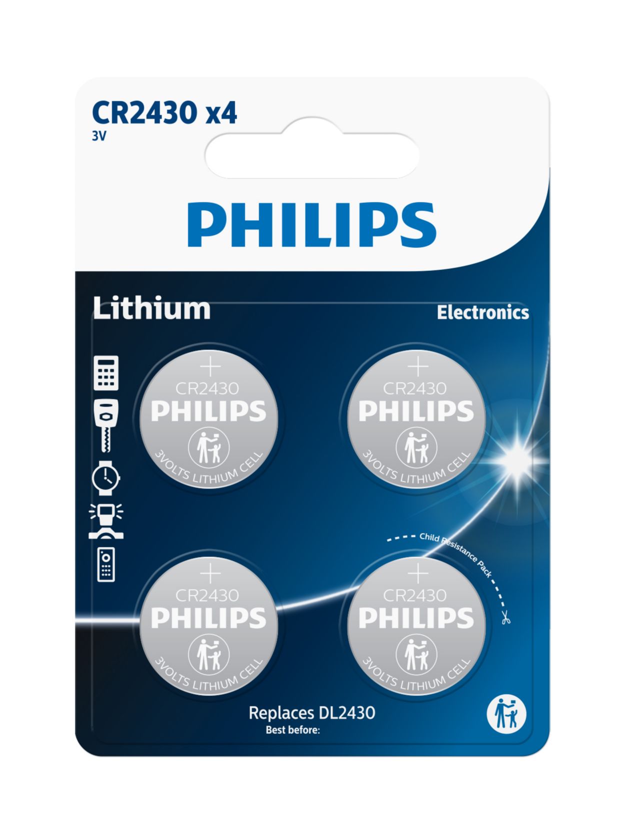 Minicells Pilha de botão CR2430P4/00B | Philips