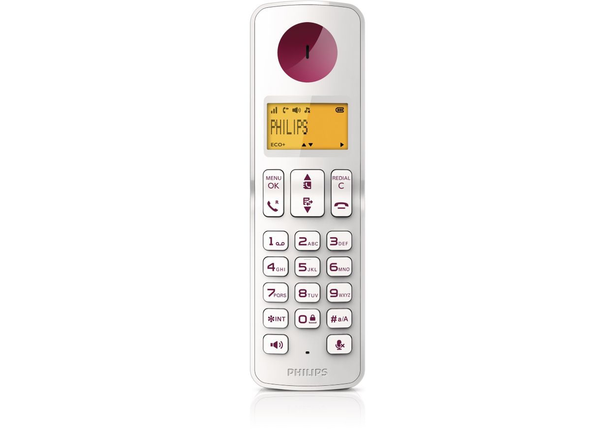 Philips D2152WP/FR Téléphone fixe sans fil Duo 2 combinés avec