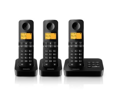Philips D4053W/FR Téléphone fixe sans fil Trio 3 combinés avec