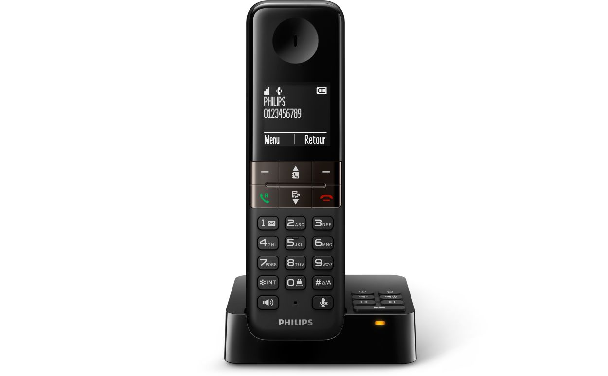 Philips - D2551B / 01- Téléphone DECT sans fil avec 1 combiné avec  répondeur, 50 noms / numéros et identification de l'appelant - Noir -  Téléphone fixe sans fil - Rue du Commerce