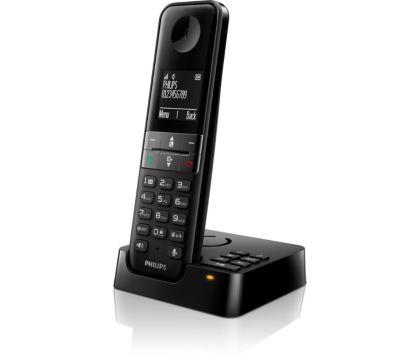 Philips - D2551B / 01- Téléphone DECT sans fil avec 1 combiné avec répondeur,  50 noms / numéros et identification de l'appelant - Noir - Téléphone fixe  sans fil - Rue du Commerce