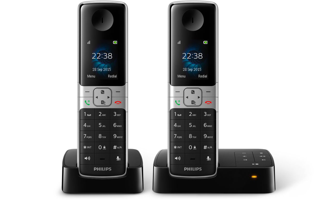 Philips Linea M3352B/FR Duo 2 Téléphones Fixe sans Fil Vertical avec  Répondeur, Haut-parleur, Son HQ, Compatible Toutes Box FR, Noir :  : High-Tech