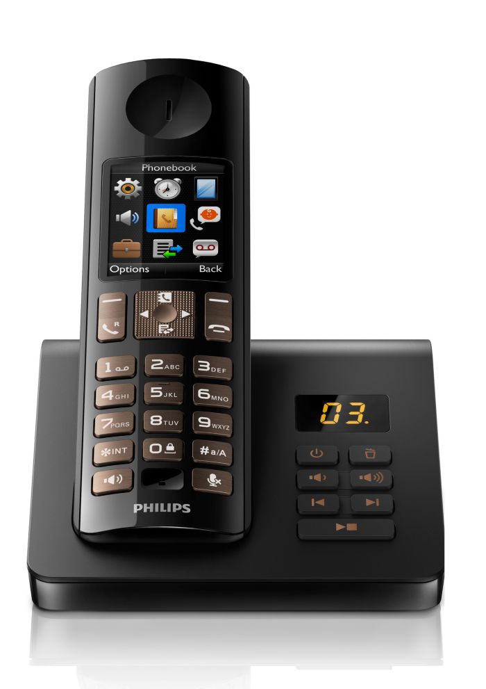 Téléphone fixe sans fil avec répondeur D7051B/22 Philips