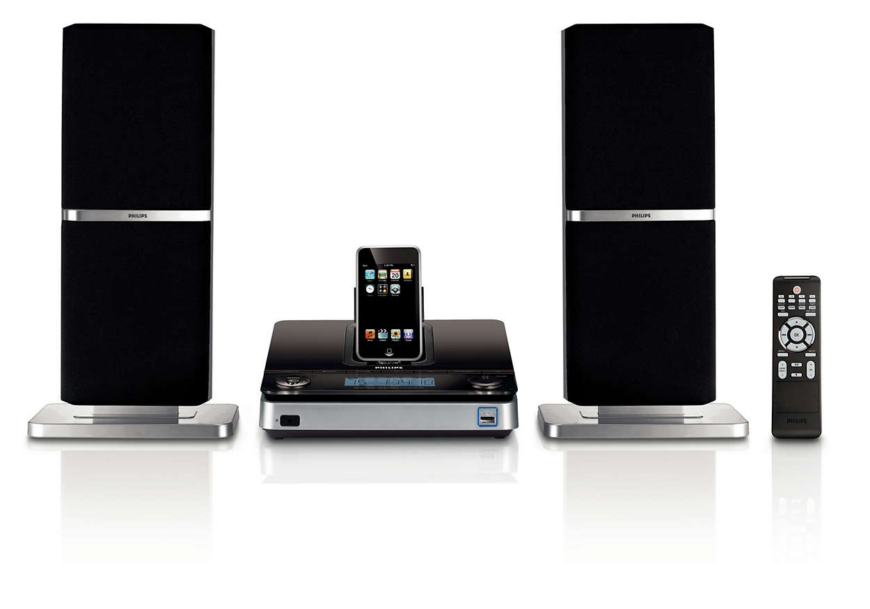 Enjoy iPod music out loud with slim speakers