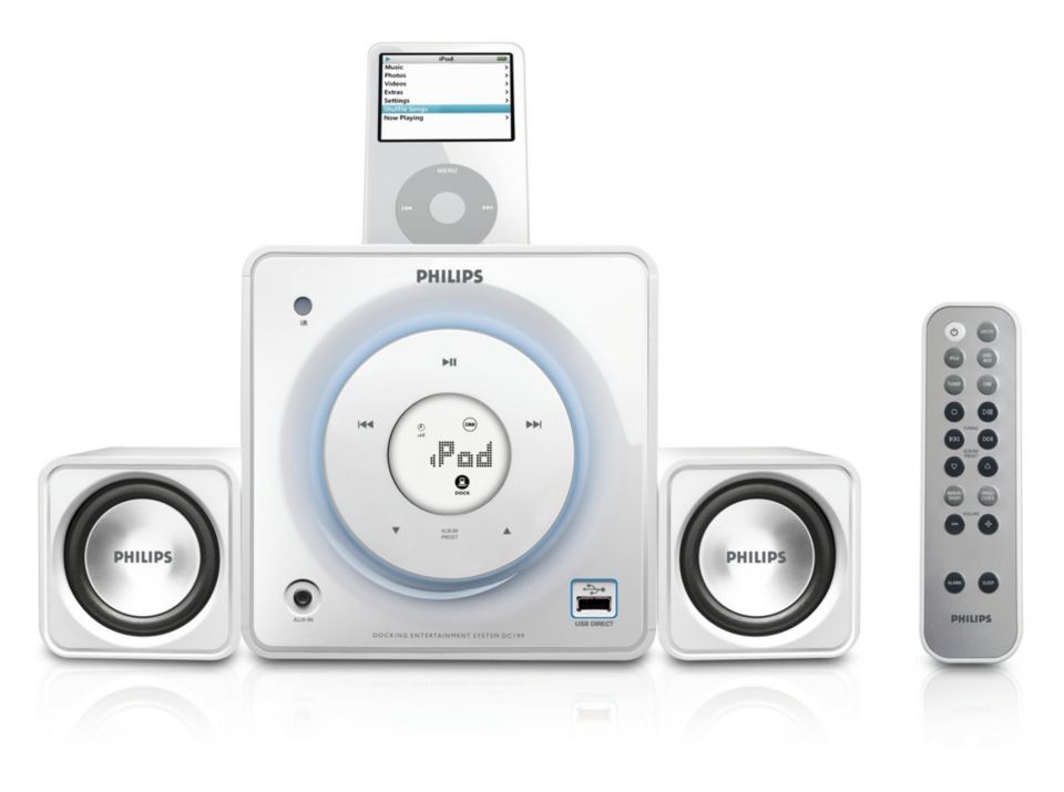 Speel uw digitale muziek af via het dock