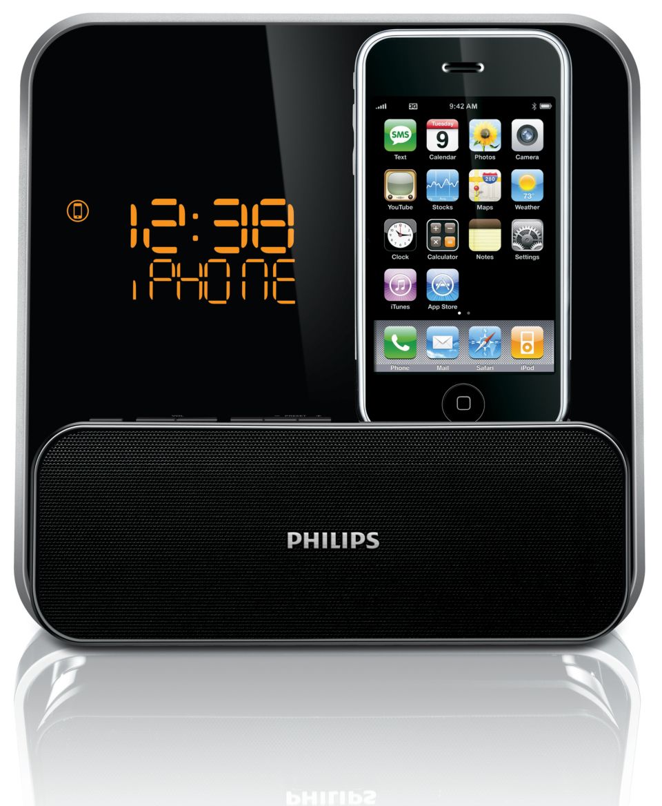 Solitario ajuste Fruncir el ceño Radio reloj despertador para iPod/iPhone DC315/12 | Philips