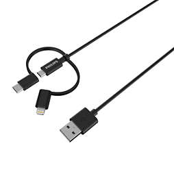 3-i-1-kabel: Lightning, USB-C, mikro-USB