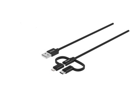 Premium braided 3-in-1 cable.