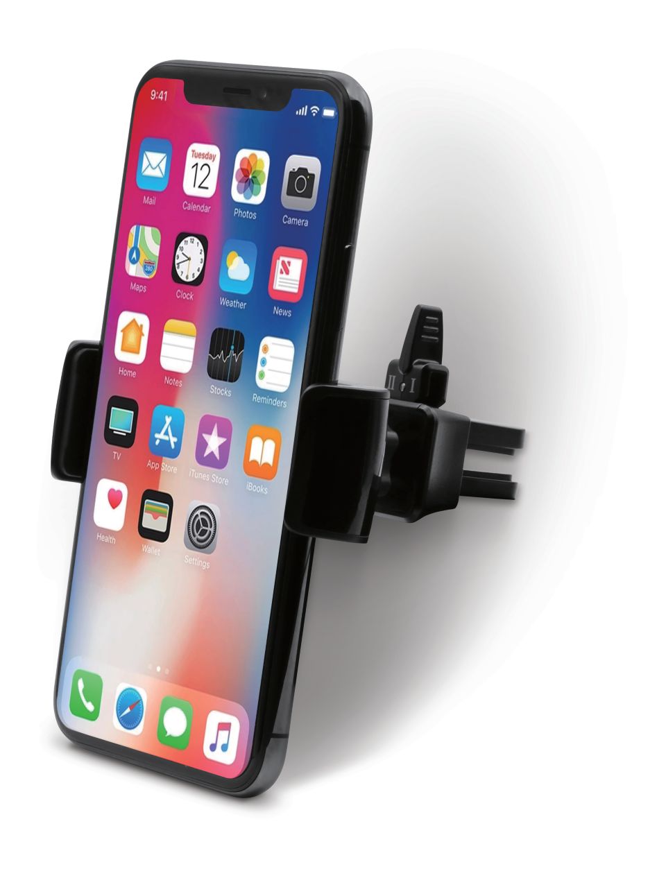 Mobiele telefoonhouder voor in het ventilatierooster in de auto
