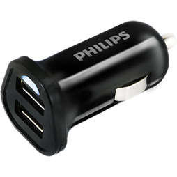 DC USB Charger, 2.4A Two Port Black