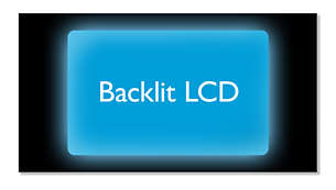 Large backlit LCD display for easy viewing in low light